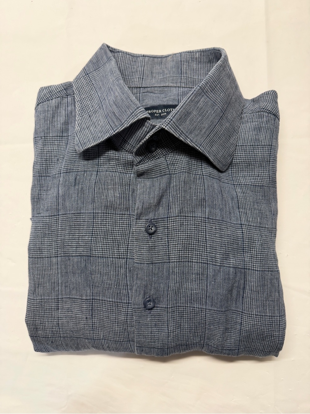 Men's Blue Plaid Spread-Collar Dress Shirt